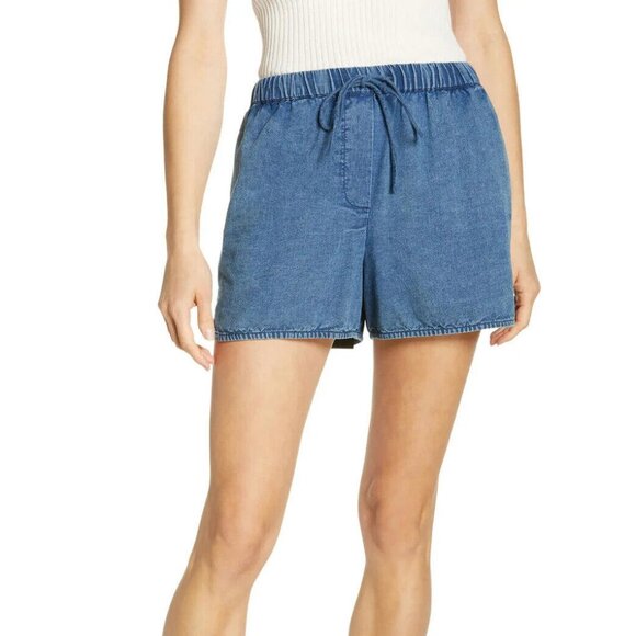 Nili Lotan Tilly Cotton Chambray Shorts High Waisted Deep Indigo XS New 255585 - Picture 2 of 9